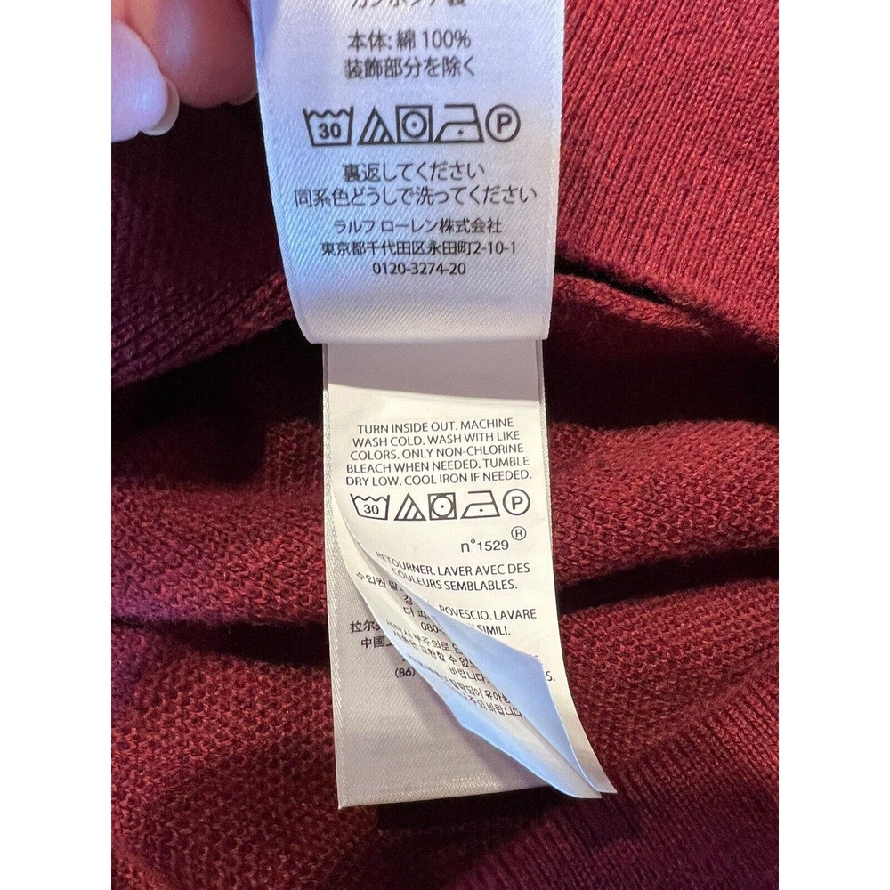 Polo Ralph Lauren Large Mens. Burgundy Red Knit Crew Neck Long Sleeve Sweater - Picture 5 of 7